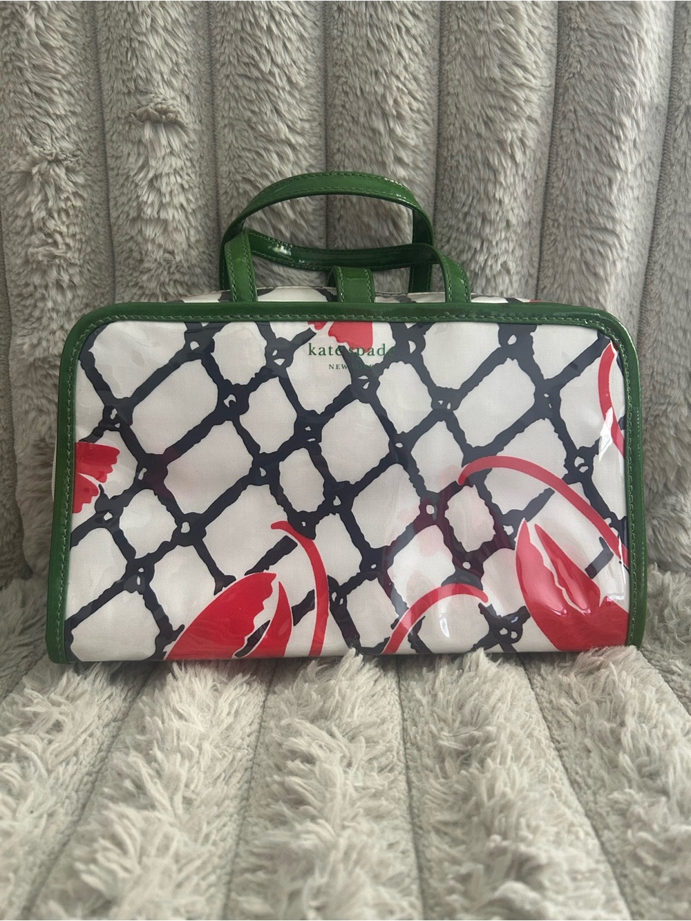 RARE Vintage Kate Spade Lobster Print Travel Cosmetic Makeup Case